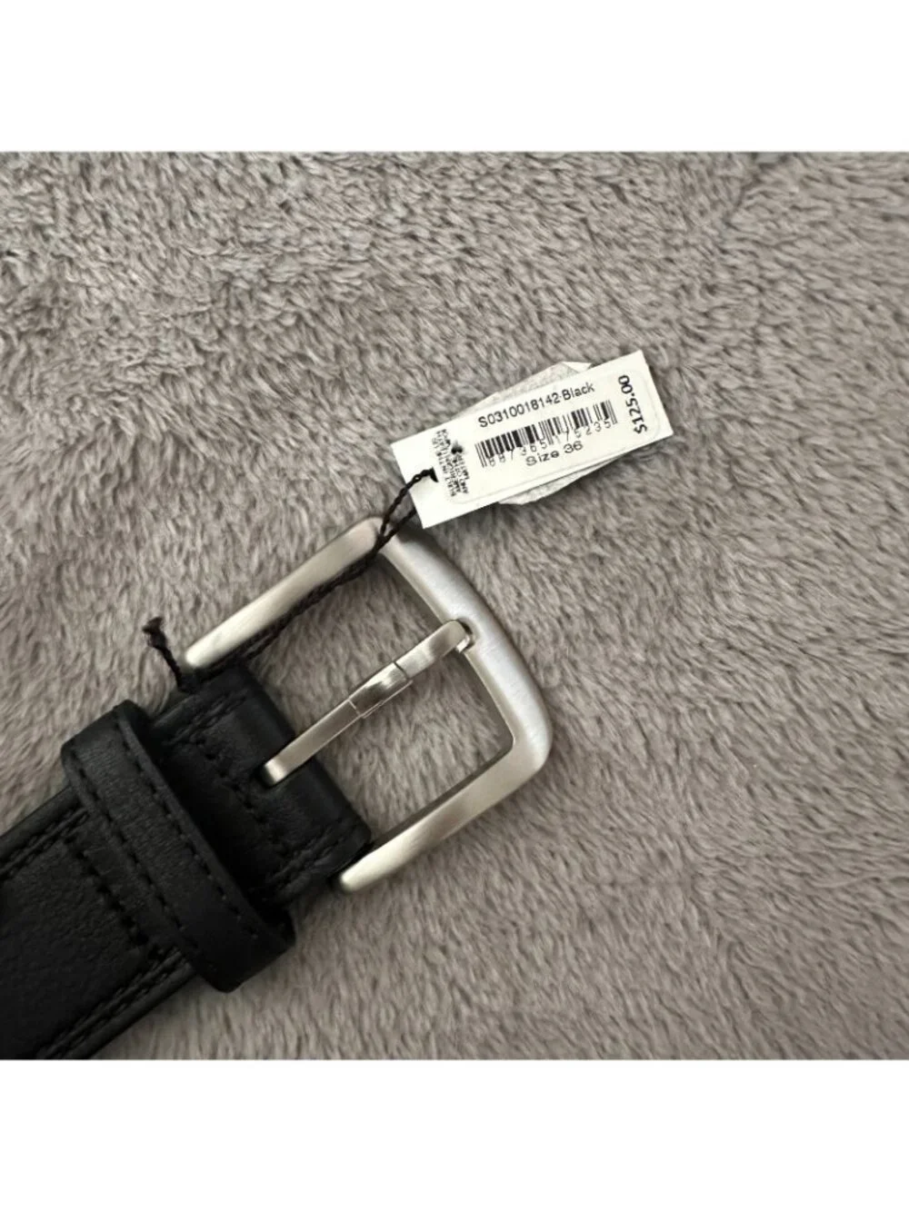 NWT Shinola Detroit Men's Leather Belt Black Size 36 Silver Buckle